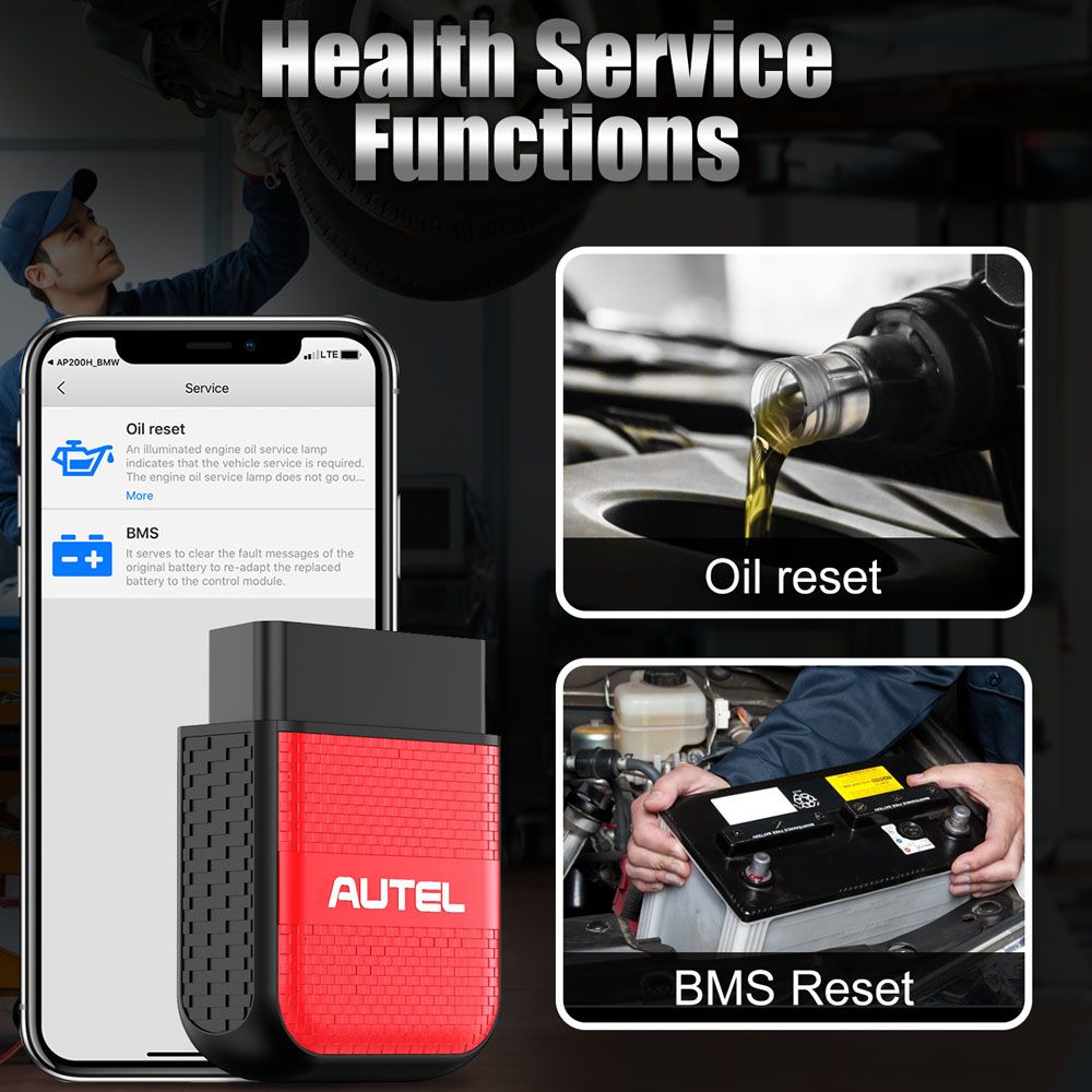 AUTEL MaxiAP AP200H Wireless Bluetooth OBD2 Scanner for All Vehicles Work on iOS and Android