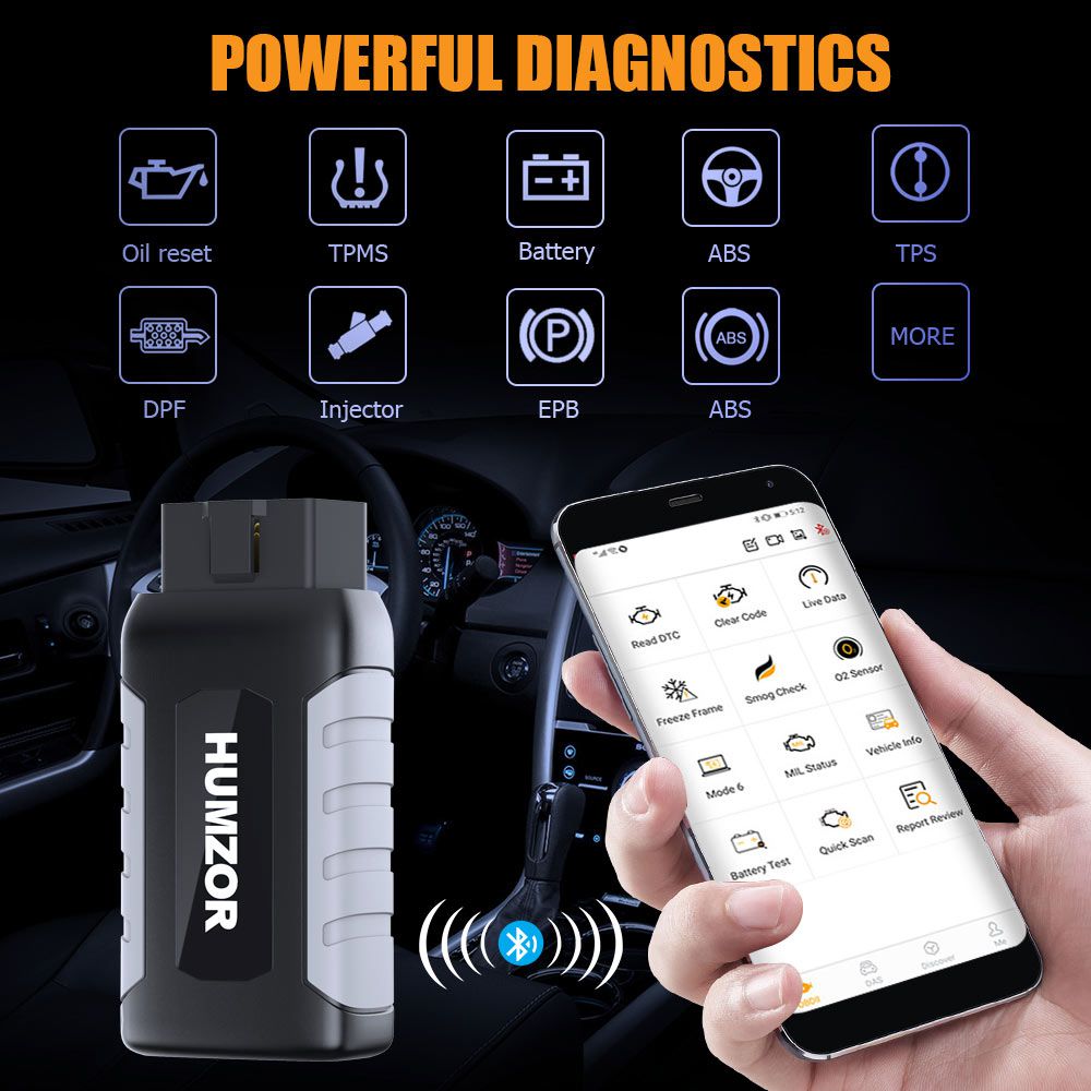 Humzor NexzDAS ND106 Bluetooth Special Function Resetting Tool on Android & IOS for ABS, TPMS, Oil Reset, DPF